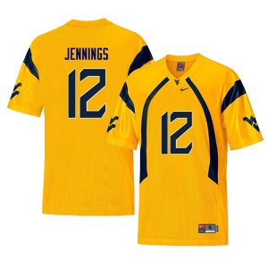 Men's West Virginia Mountaineers NCAA #12 Gary Jennings Yellow Authentic Nike Retro Stitched College Football Jersey OO15D31LH